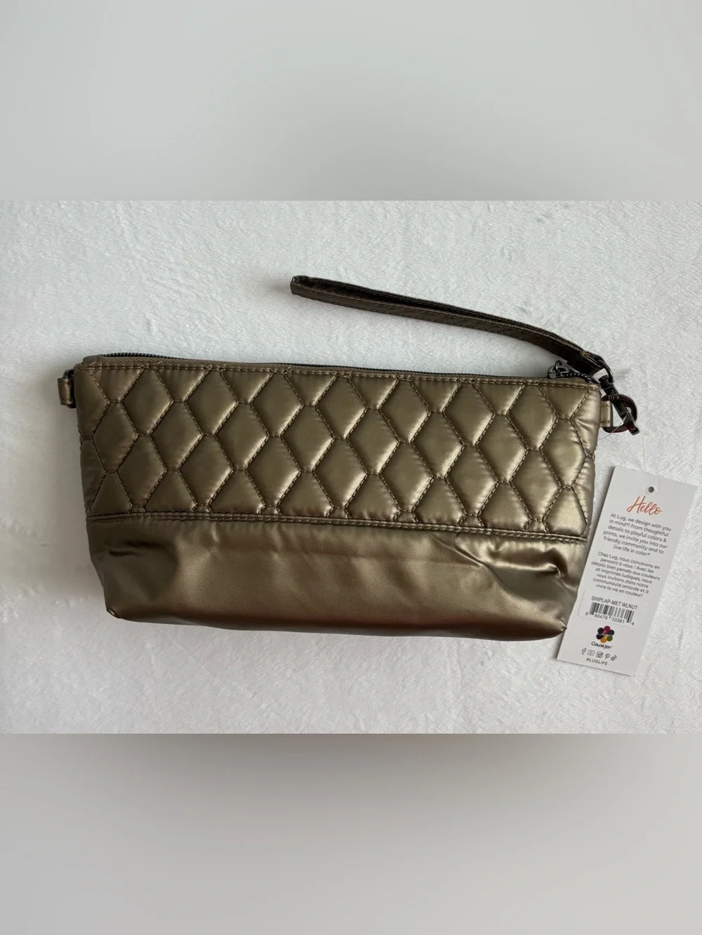 Lug Shiplap RFID Wristlet Pouch Metallic Walnut Boho Floral NWT